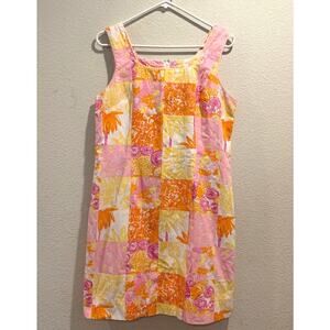 Vintage Lilly Pulitzer Multi Floral Animal Print Patchwork Shift Dress Size 10